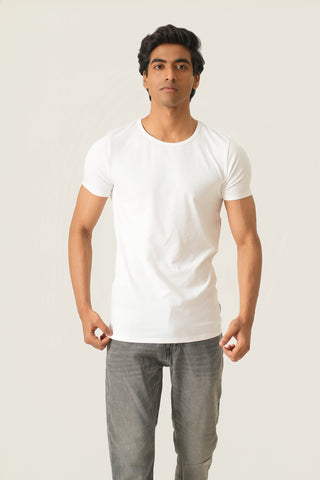 Sleek Fit- Crew Neck Short Sleeve- Classic White