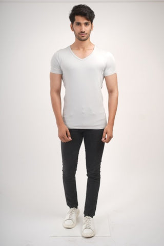 Sleek Fit- V-Neck Short Sleeve- Granite Gray