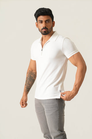 Power Fit - Button Polo Short Sleeve - Classic White