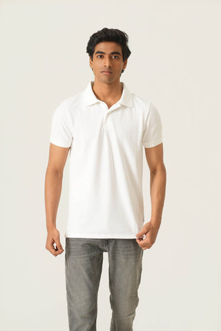 Sleek Fit - Button Polo Short Sleeve - Classic White