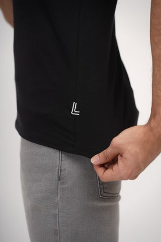 Sleek Fit- V-Neck Short Sleeve- Charcoal Black