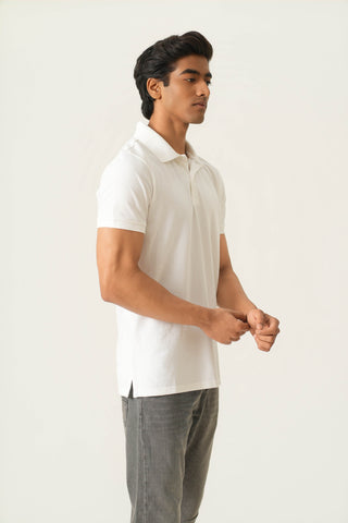 Sleek Fit - Button Polo Short Sleeve - Classic White