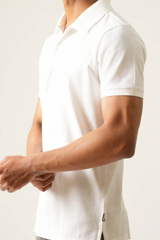Sleek Fit - Button Polo Short Sleeve - Classic White