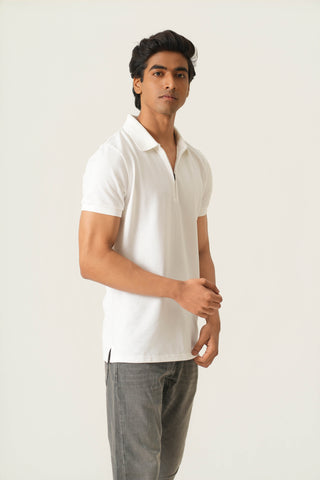 Sleek Fit - Zip Polo Short Sleeve - Classic White