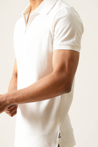 Sleek Fit - Zip Polo Short Sleeve - Classic White