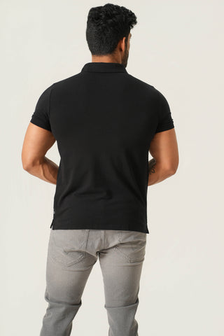 Power Fit - Zip Polo Short Sleeve - Charcoal Black