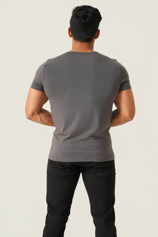 Structure Fit (P/D) - Henley Neck Short Sleeve - Ash Grey