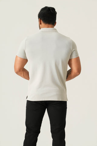 Power Fit - Zip Polo Short Sleeve - Granite Gray