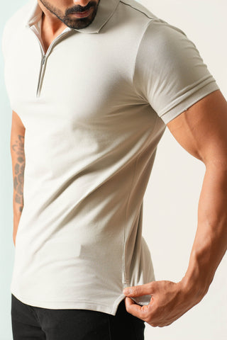 Power Fit - Zip Polo Short Sleeve - Granite Gray