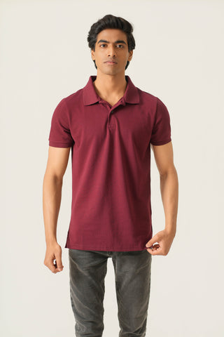 Sleek Fit - Button Polo Short Sleeve - Red Rock