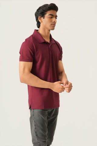 Sleek Fit - Button Polo Short Sleeve - Red Rock