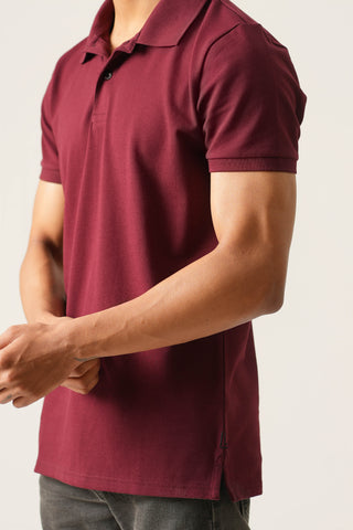 Sleek Fit - Button Polo Short Sleeve - Red Rock