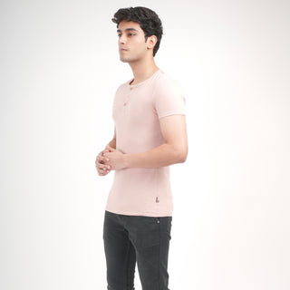 V - Fit Henley Neck Short Sleeve - Tuscany Pink