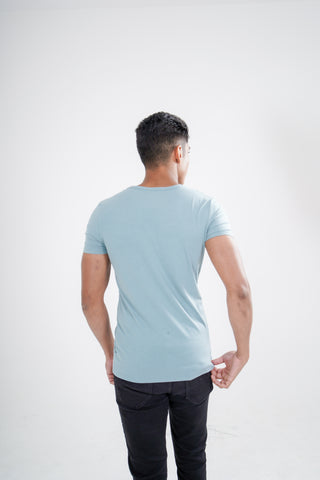 Sleek Fit- V-Neck Short Sleeve- Sage Blue