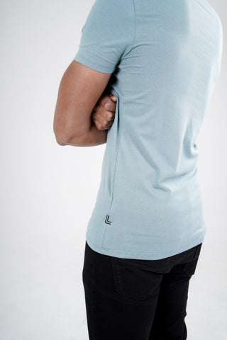 Sleek Fit- V-Neck Short Sleeve- Sage Blue
