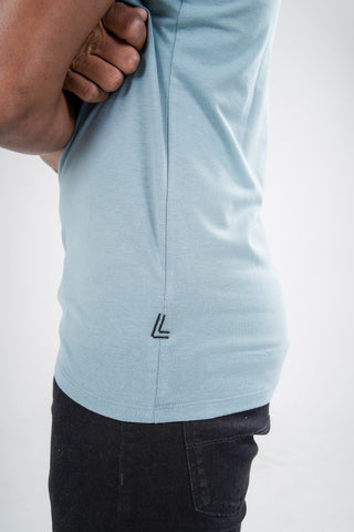 Sleek Fit- V-Neck Short Sleeve- Sage Blue