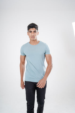 Sleek Fit- Crew Neck Short Sleeve- Sage Blue