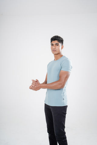 Sleek Fit- Crew Neck Short Sleeve- Sage Blue